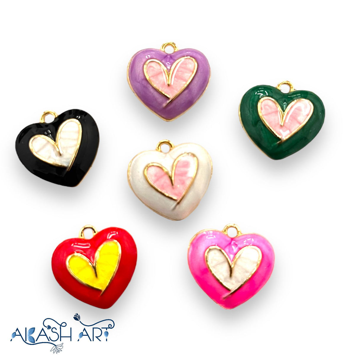 Heart charms | Size : 15mm | 6pcs