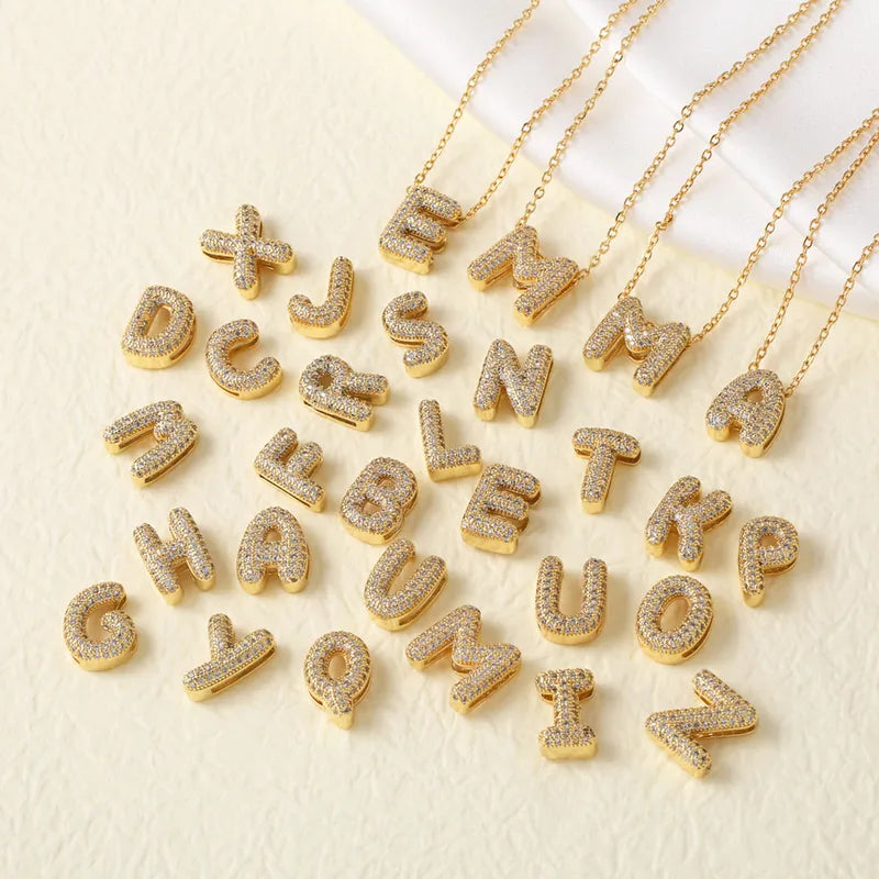 Luxury Crystal Initial Letter Charms – Gold Plated  1PC