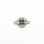 Akash Art Jewellers gold-tone connector charm with blue square crystal and clear marquise crystals.