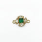 Akash Art Jewellers gold-tone connector charm with green square crystal and clear marquise crystals.