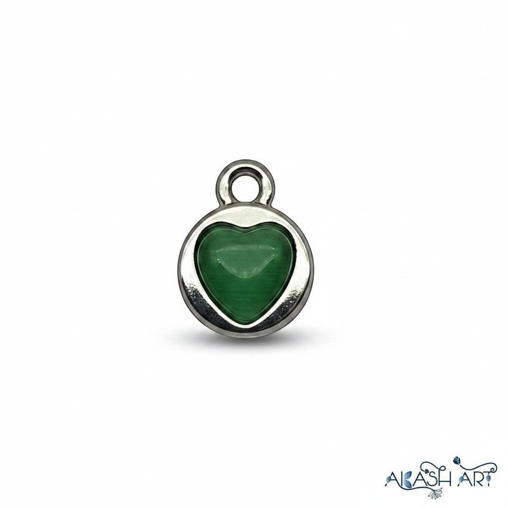 Akash Art Jewellers heart-shaped gemstone pendant necklace in green, blue, white, and pink.