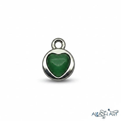 Akash Art Jewellers heart-shaped gemstone pendant necklace in green, blue, white, and pink.