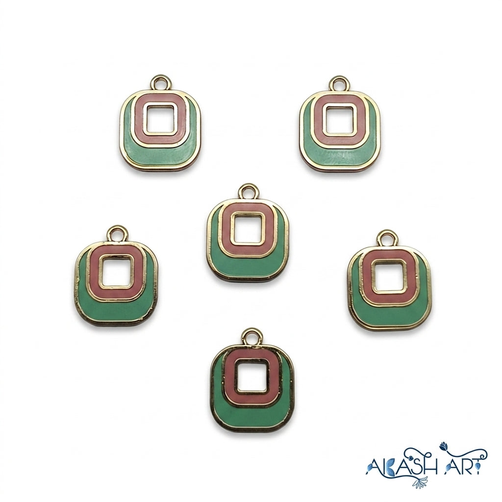 Geometric Enamel Charm Pendant for Jewelry Making