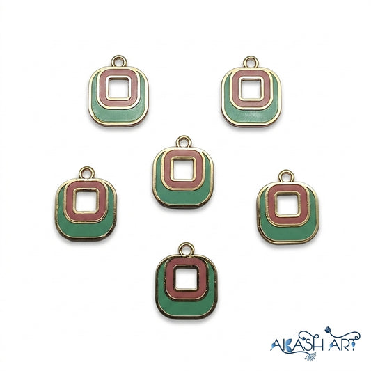 Geometric Enamel Charm Pendant for Jewelry Making