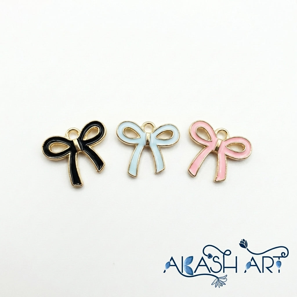 Elegant Bowknot Enamel Charms for DIY Jewelry (3-Pack)