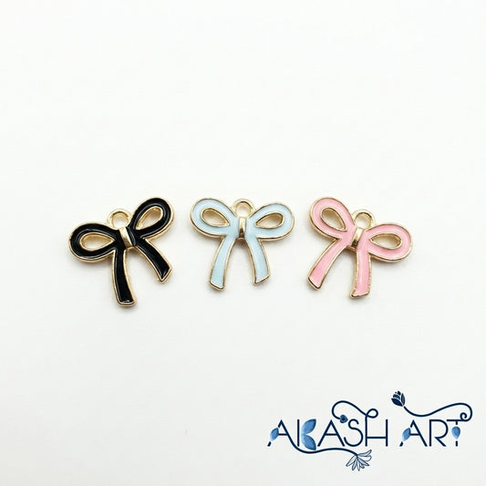 Elegant Bowknot Enamel Charms for DIY Jewelry (3-Pack)