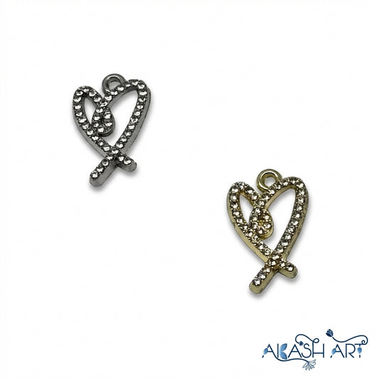 Rhinestone Heart Charm HCM238
