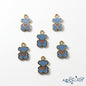 Blue Enamel Bear Charm with Pink Heart - Gold Tone DIY Jewelry Component