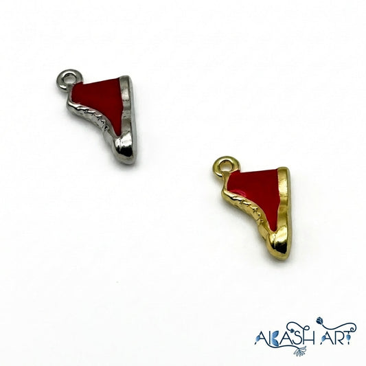 Red Shoe Charm with Metallic Finish - Gold & Silver Options