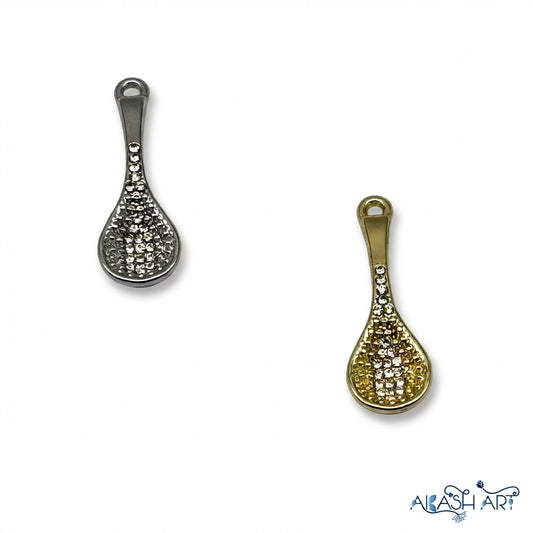 Mini Spoon Charm with Crystal Stones - Gold & Silver HCM236
