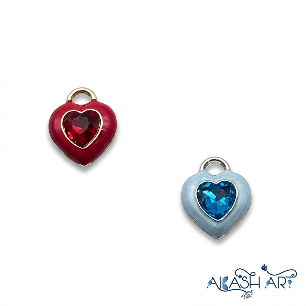 Heart Charm with Rhinestone Crystal HCM237