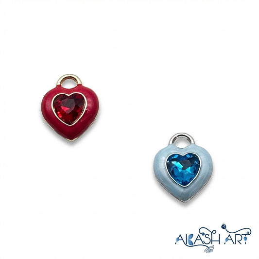 Heart Charm with Rhinestone Crystal HCM237
