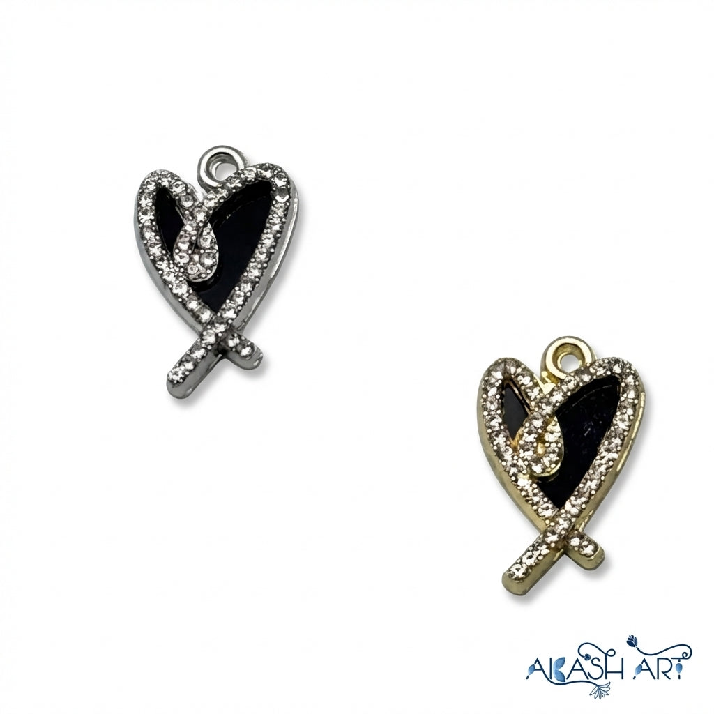 Rhinestone Heart Charm  HCM238