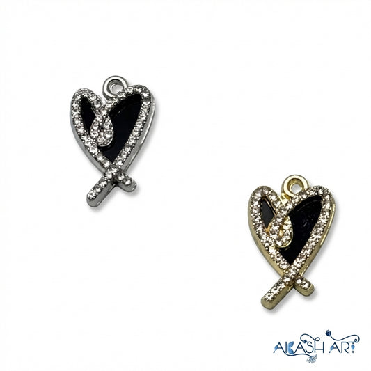 Rhinestone Heart Charm  HCM238