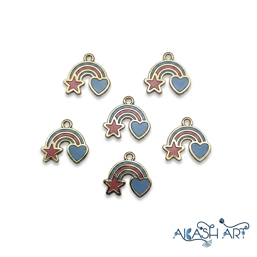 Enamel Rainbow, Star & Heart Charm 