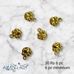 Metal Paw Charms  | Size : 9mm | 6pcs