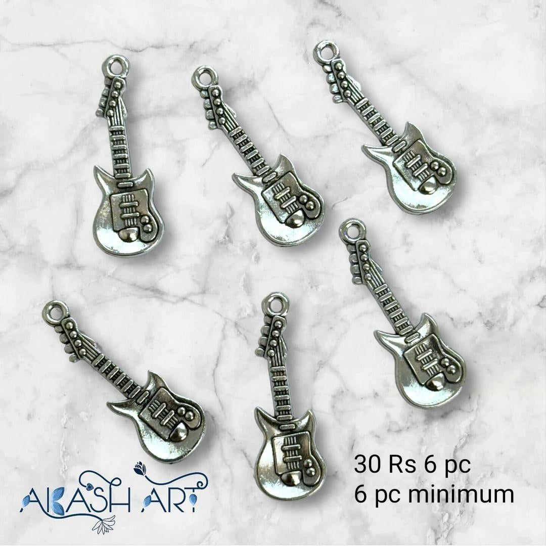 Guitar Charms  | Size : 28mm | 6pcs