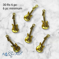 Guitar Charms  | Size : 28mm | 6pcs