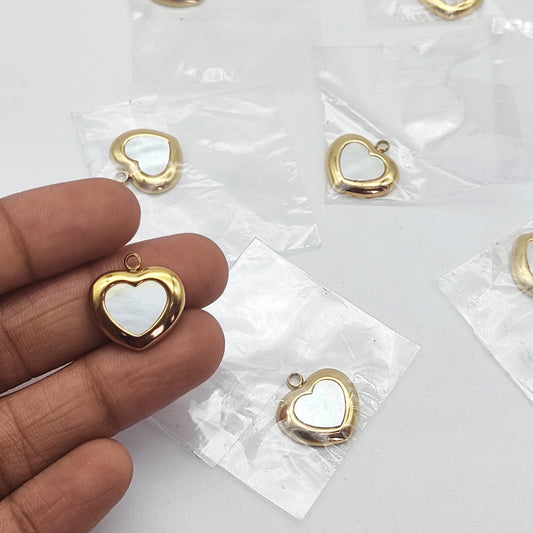 MOP Stainless steel Heart charm