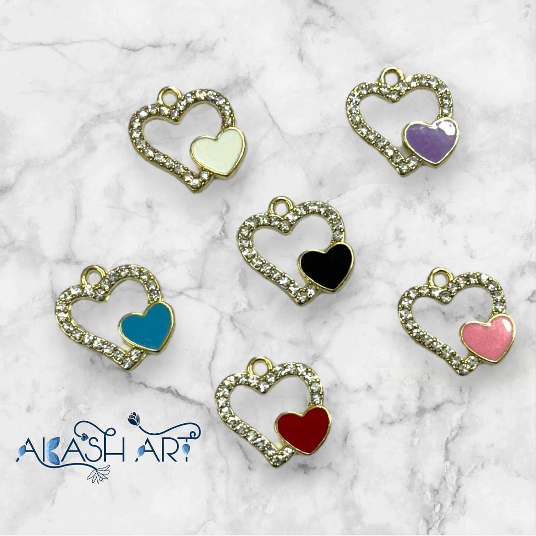 Heart Charms  | Size : 13mm | 6pcs