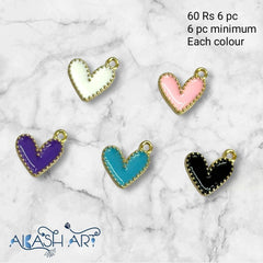 Heart Charms  | Size : 11mm | 6pcs