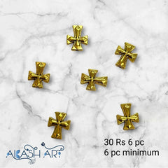 Cross Metal Beads | Size : 10mm| 6 pcs