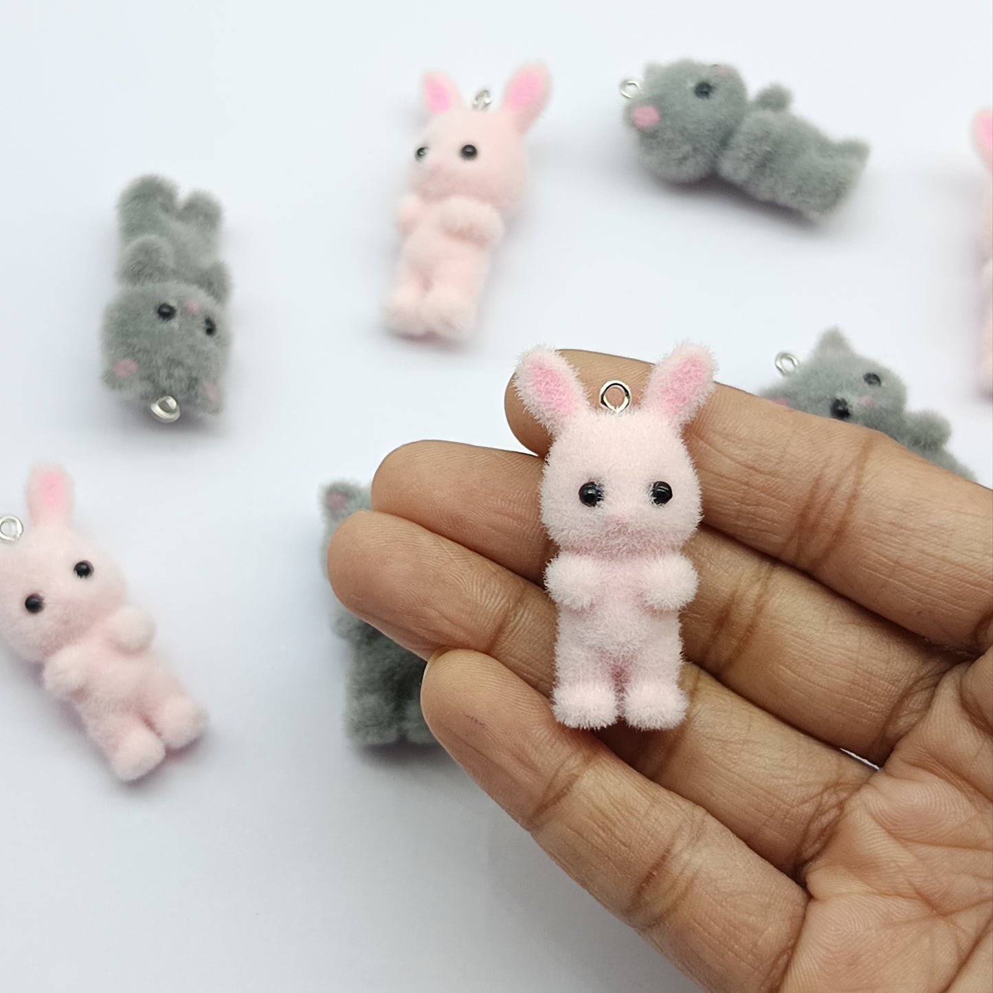 Fluffy Animal Charms - Bunny & Bear Plush Pendants