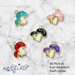 Mashroom Charms  | Size : 16mm | 6pcs