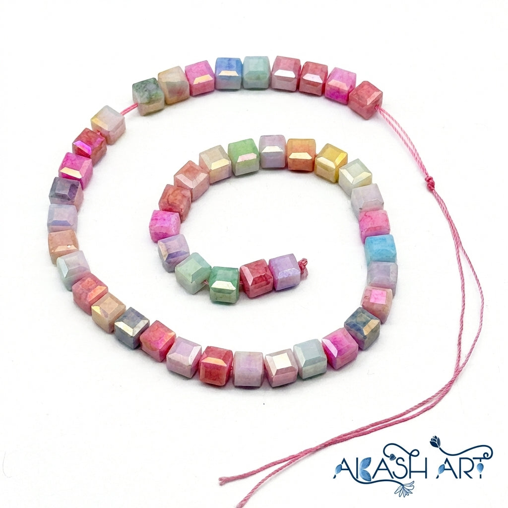 multi-colour Crystal Glass Beads - 8*8mm  GB108