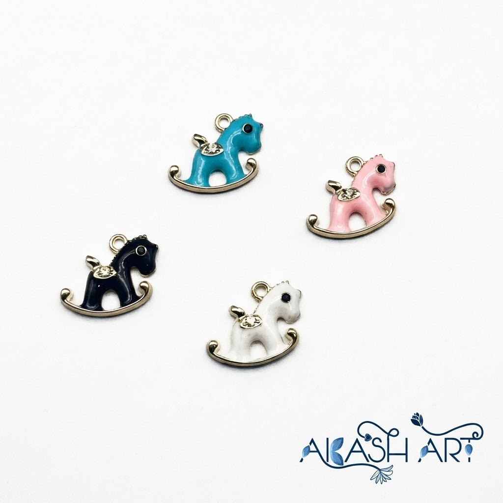 Enamel Rocking Horse Charms - DIY Jewelry & Craft Supplies